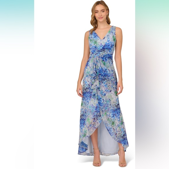 Adrianna Papell Blue Floral Maxi Dress. Size 4. NWT. - Picture 2 of 11